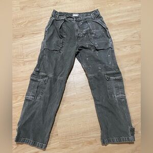 Free people We the Free Army Green slouchy Denim